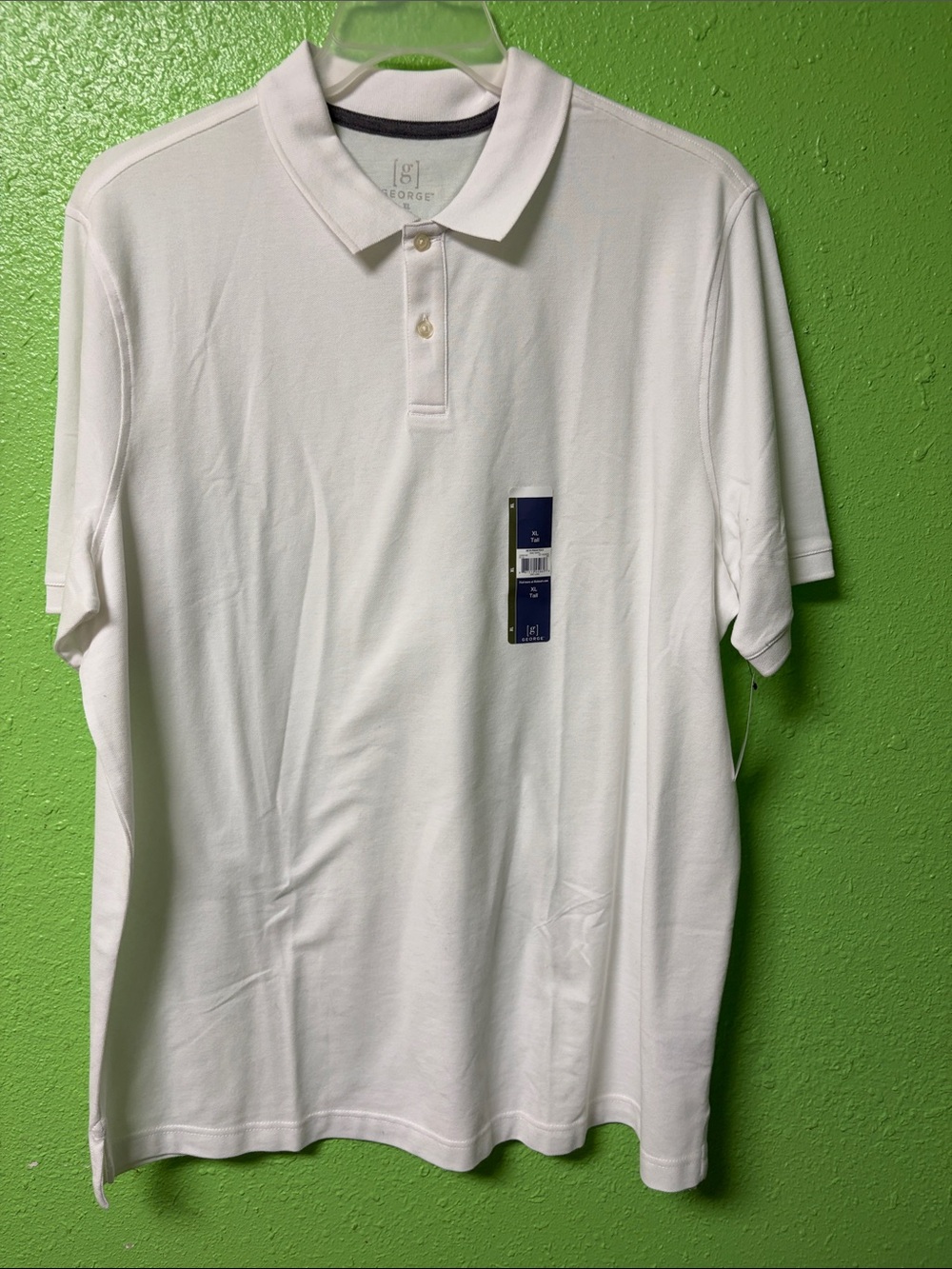 George Men’s White Polo Shirt with Contrast Neck Trim